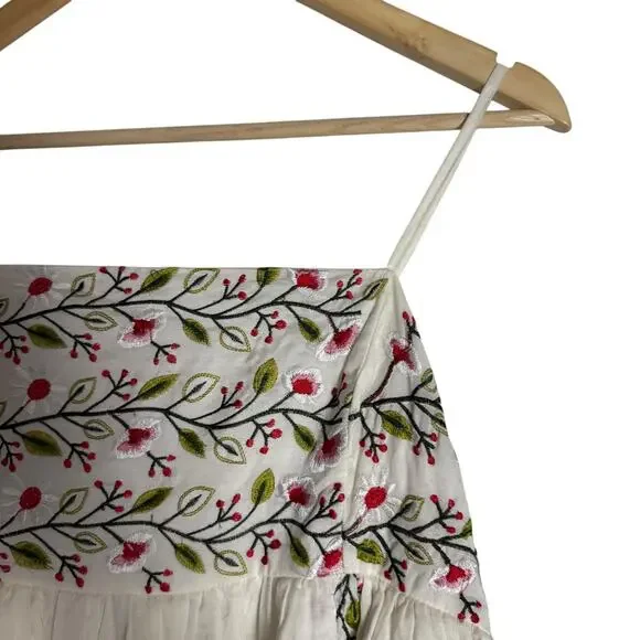 Samant Chauhan Anthropologie White Square-Neck Floral Embroidered Mini Dress  XL - studiocorradiniservizi.it